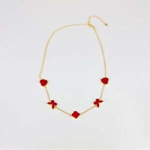 NEW! Red Carnelian Station Necklace in 14kt Gold Vermeil - Adjustable to Choker